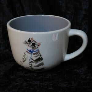 RARE Blind Cat Mouse World Market Mug Tabby Kitty CRAZING bottom Vintage Unique